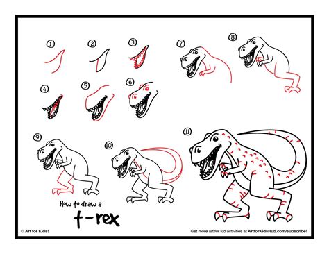 T Rex Drawing Step By Step Collection of free drawing dinosaur t rex ...