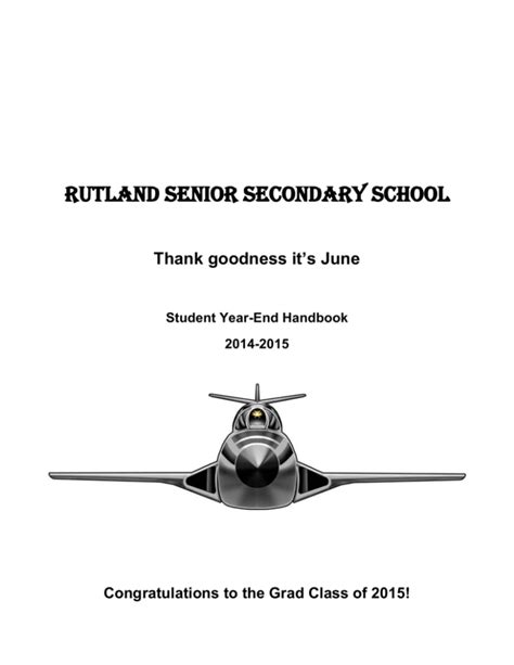 Student Year-end Handbook - Rutland Senior Secondary