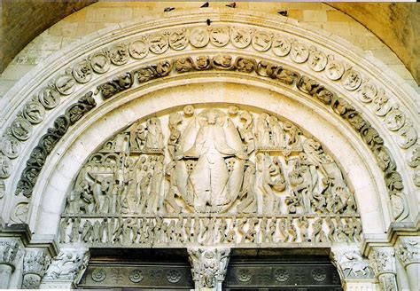 Last Judgement by Gislebertus in the west tympanum at Autun Cathedral ...