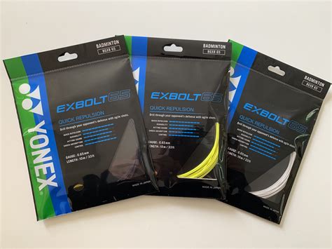 5 Packs YONEX EXBOLT 65 String, 10 m Coil BGXB 65 Badminton String ...