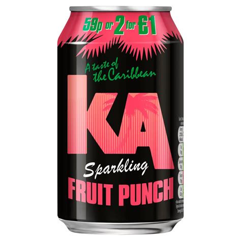 KA Sparkling Fruit Punch Fizzy Drink - 24x330ml Cans