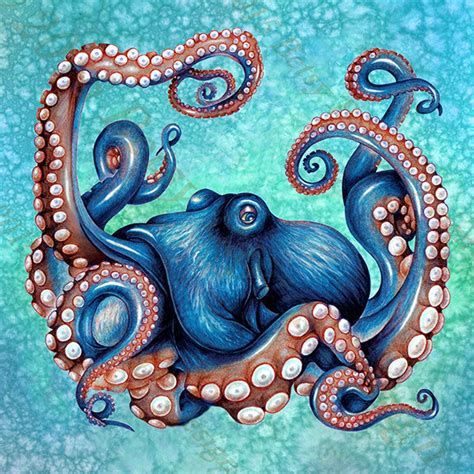 Kraken Octopus Art Canvas Print. Original 12 X 12 Sea Creature - Etsy