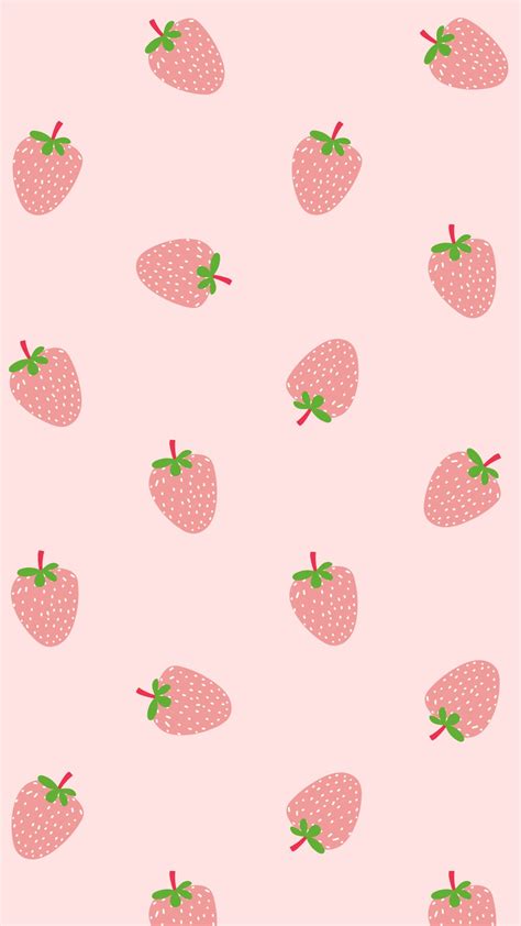 Cute Pink Strawberry Kawaii iPhone Lock Screen Pink Aesthetic Wallpaper ...