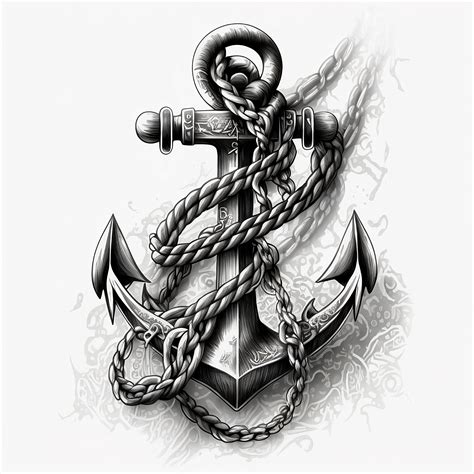 Anchor Tattoo Design White Background PNG File Download High Resolution ...