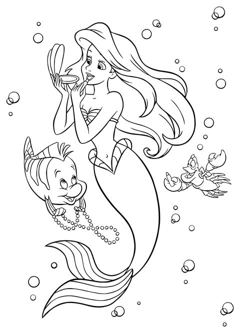 Ariel And Flounder Coloring Page