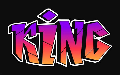 King word trippy psychedelic graffiti style letters.Vector hand drawn ...