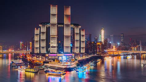 Live: An astonishing night view of Chongqing from Chaotianmen Port - CGTN