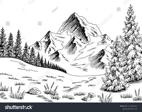 Mountains Hill Graphic Black White Landscape Stock Vector (Royalty Free ...