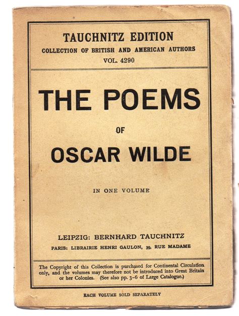 The Poems of Oscar Wilde by WILDE, Oscar - Title page states 1911, while li