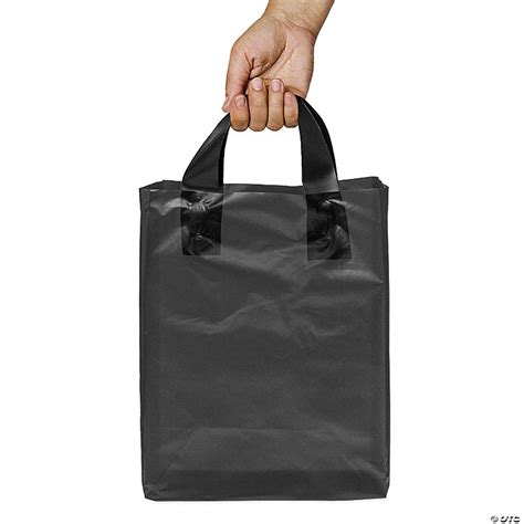 Prime Line Packaging- Small Frosted Black Plastic Shopping Bags with ...