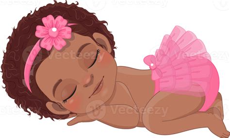 bebé africano americano niña dormido dibujos animados personaje ...