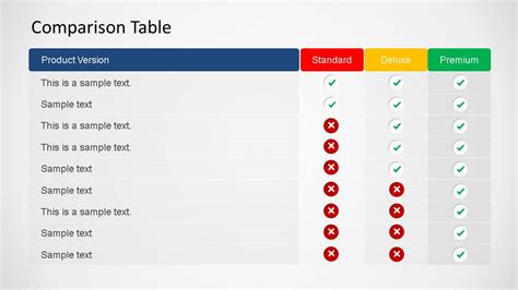 Powerpoint Comparison Table Template