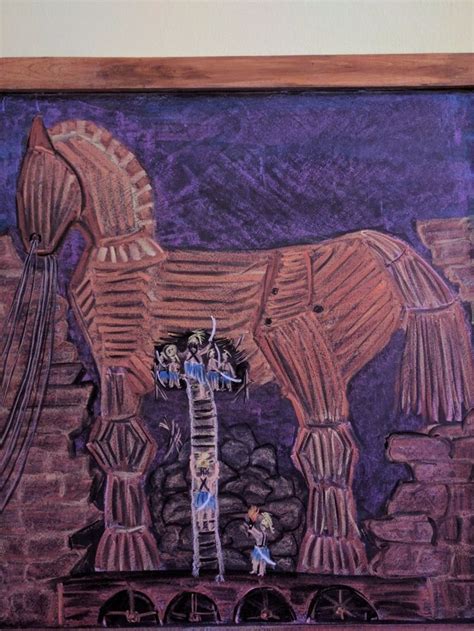 Trojan horse | Greek art, Chalkboard drawings, Childrens art projects