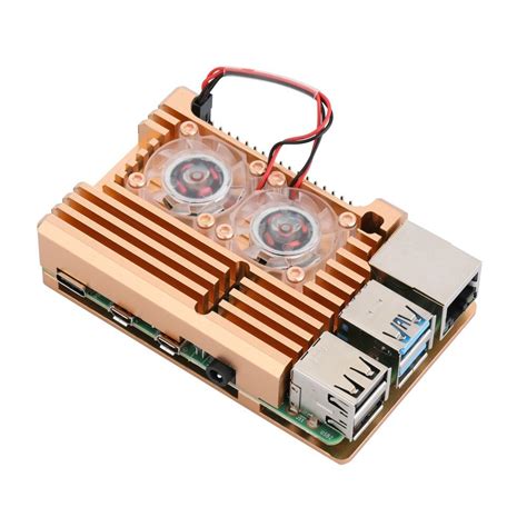 Metal Aluminium Raspberry Case Pi 4 Cooling Heatsink-Gold