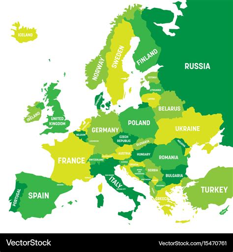 Political map of europe continent in four shades Vector Image