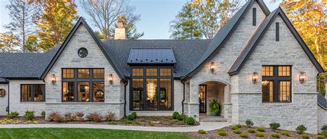 Country luxury modern dream home natural stone veneer portico entrance ...