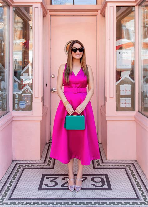 Magenta Belted Fit and Flare Dress - Style Charade