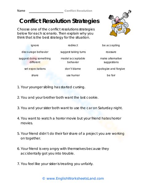 Conflict Resolution worksheets