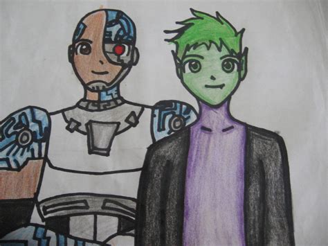 Beast boy and Cyborg by kittenbou on DeviantArt