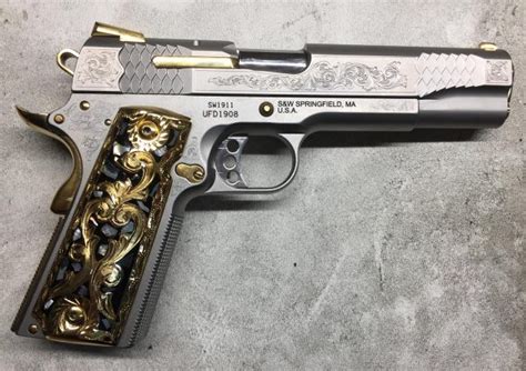 Custom Grips w/24 carat gold plating for S&W 1911 - American Golden Gun