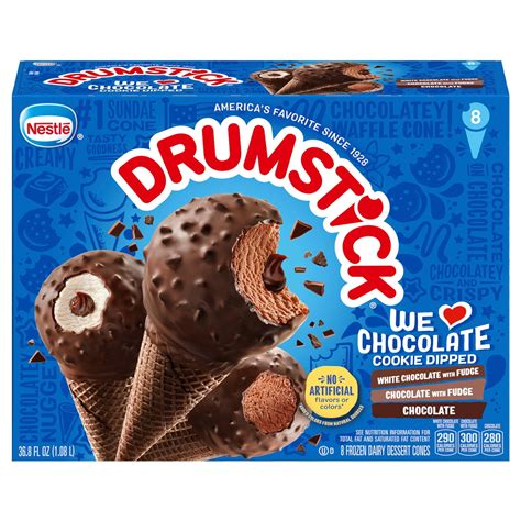 Drumstick Chocolate Cookie Dipped Ice Cream Cones Variety Pack, 8 Ct