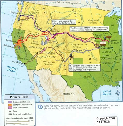 Map of the Pioneer Trails in the American West