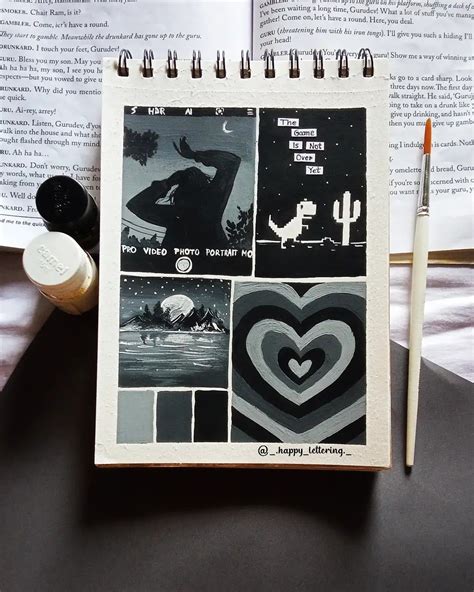 Black Aesthetic Moodboard 🖤 | Book art diy, Small canvas art, Mini ...