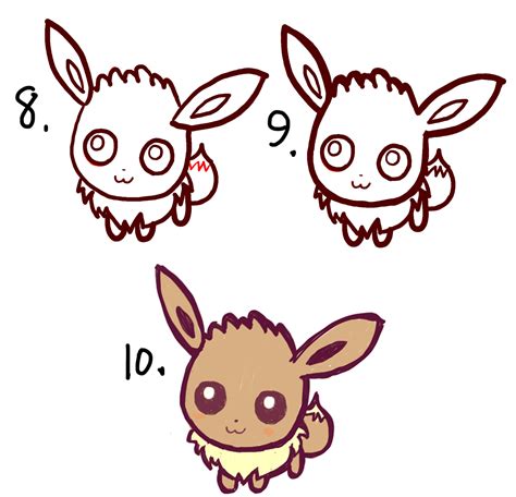 How to Draw Cute Baby Chibi Eevee from Pokemon Easy Step by Step ...