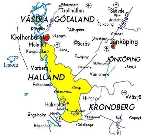 Halland Sweden map - Map of Halland Sweden (Northern Europe - Europe)