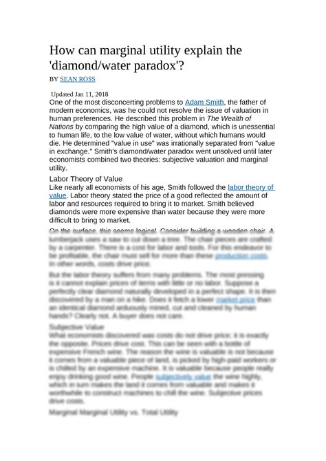 SOLUTION: Diamond water paradox 2 - Studypool