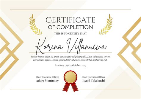 Certificate Of Completion Ojt Template