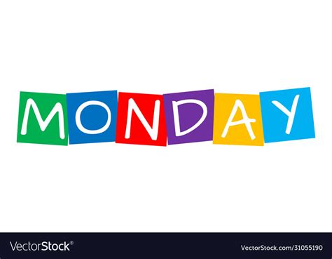 Monday text in colorful rotated squares Royalty Free Vector