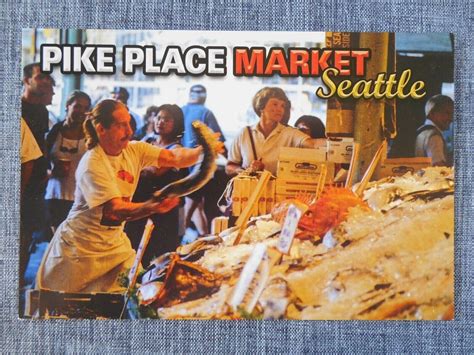 Pike Place Market Seattle Vintage Postcard unposted Washington Fish ...