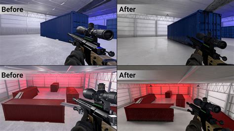 Before/after adding baked lighting and screen space reflections to my ...