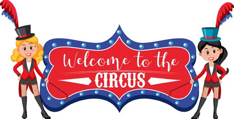 Welcome to the circus banner with magician girls 4381955 Vector Art at ...