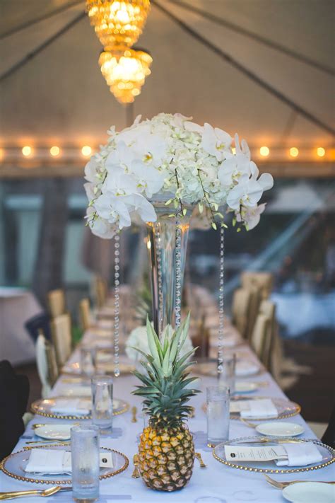 Pineapple Décor & Tall White Arrangement