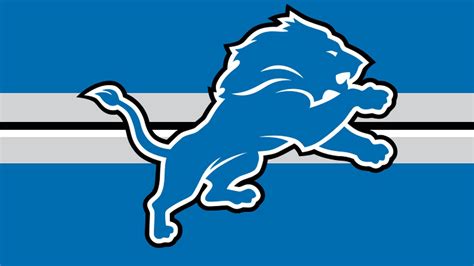 the detroit lions logo on a blue and white striped background with an ...