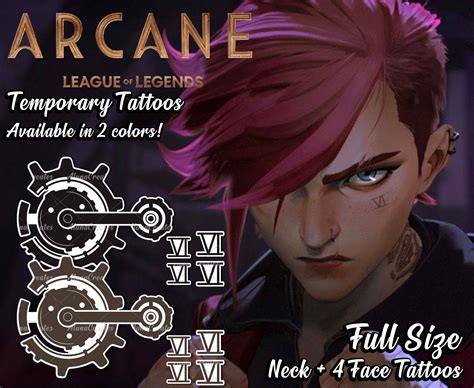 Vi / Temporary Tattoo / Neck and Face Tattoo Set / Vi Cosplay - Etsy UK ...