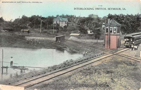 Seymour Iowa Interlocking Switch Birdseye View Antique Postcard KK1196 ...