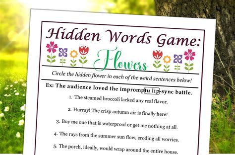 Flowers Hidden Words Game Fun Printable Activity for Spring - Etsy