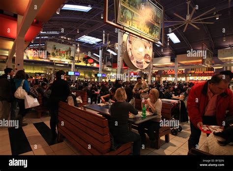 People lining in food court area in Vaughan Mills Mall, Ontario, Canada ...