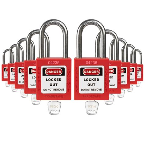 Buy TRADESAFE Lockout Tagout Locks Set - 10 Red Loto Locks, Lockout ...