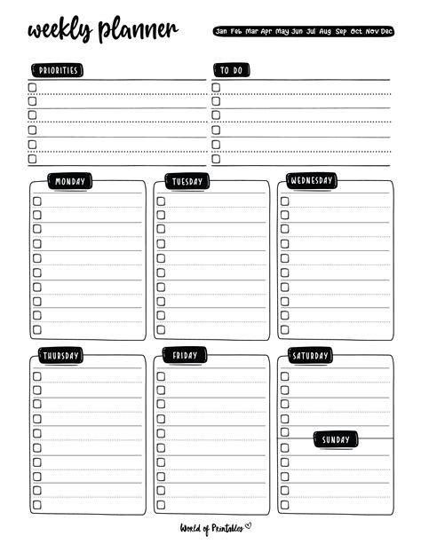 Weekly Planner Templates - World of Printables