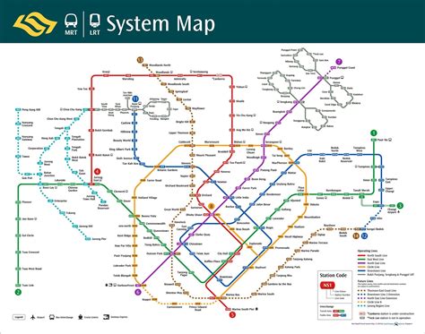 แผนที่รถไฟฟ้าสิงคโปร์ Singapore MRT Map 2019