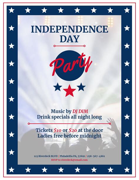 Independence Day Music Party Event Flyer Template - Venngage