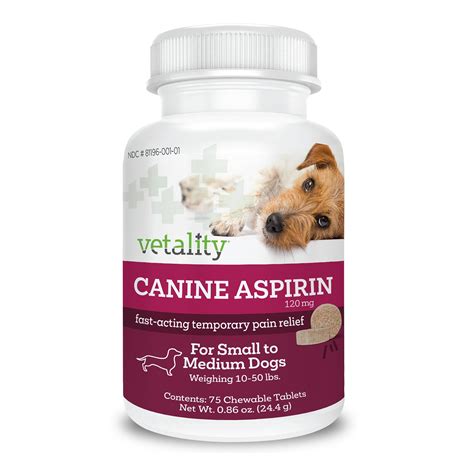 Vetality Canine Aspirin for Dogs - Pain Relief - Chewable Tablets