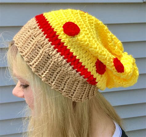 Pizza Slouchy Hat | AllFreeCrochet.com