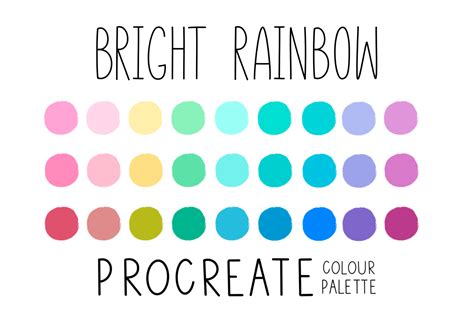 Procreate Color Palette Bright Rainbow Digital Color Palette Color ...