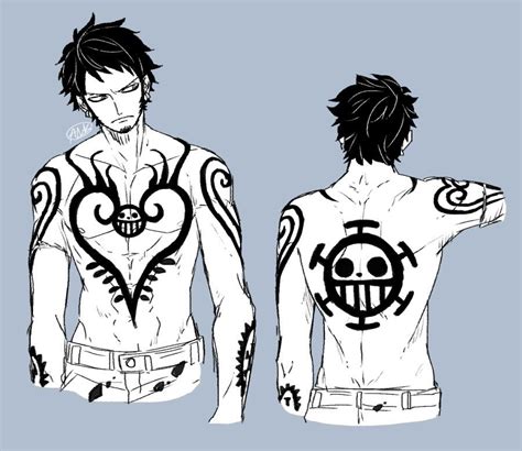 Trafalgar Law's tattoos | トラファルガー・ロー, Onepiece イラスト, 絵のポーズ