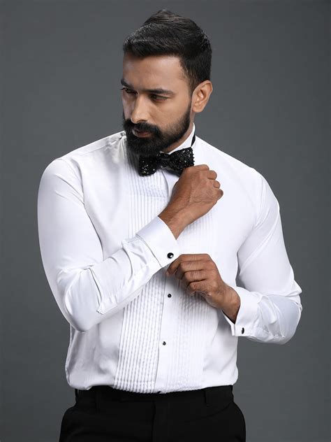 Buy White Tuxedo Shirt Premium Satin Material at Best Price